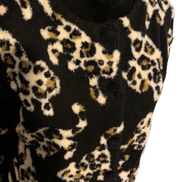 Michael Simon Sz Med Lux Animal Print Jeweled Cardigan Sweater Vintage 1999 EUC - Picture 6 of 10
